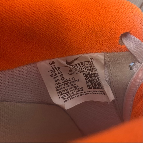 Nike Air Force 1 ‘07 LV8 Hoops Shoes White Coconut Milk Orange Men’s Size 11 - Picture 10 of 11